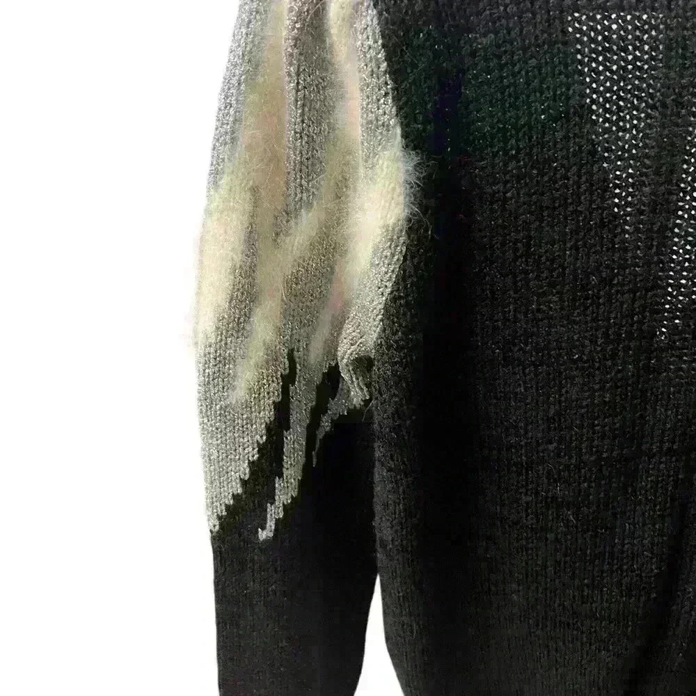 Vintage 80s Christine Blend With Mohair Black White Gray Soft Metallic Knit SZ L - Picture 4 of 5